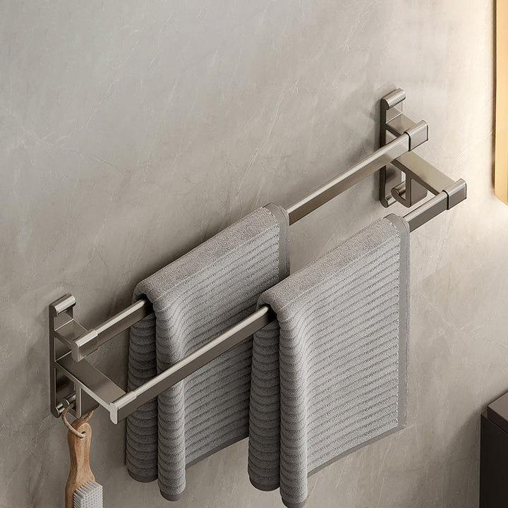 Lisslune | Gray Bathroom Accessory Set Contemporary Style Aluminum Towel Bar
