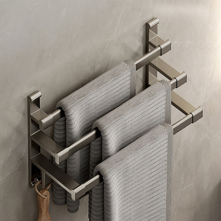 Lisslune | Gray Bathroom Accessory Set Contemporary Style Aluminum Towel Bar