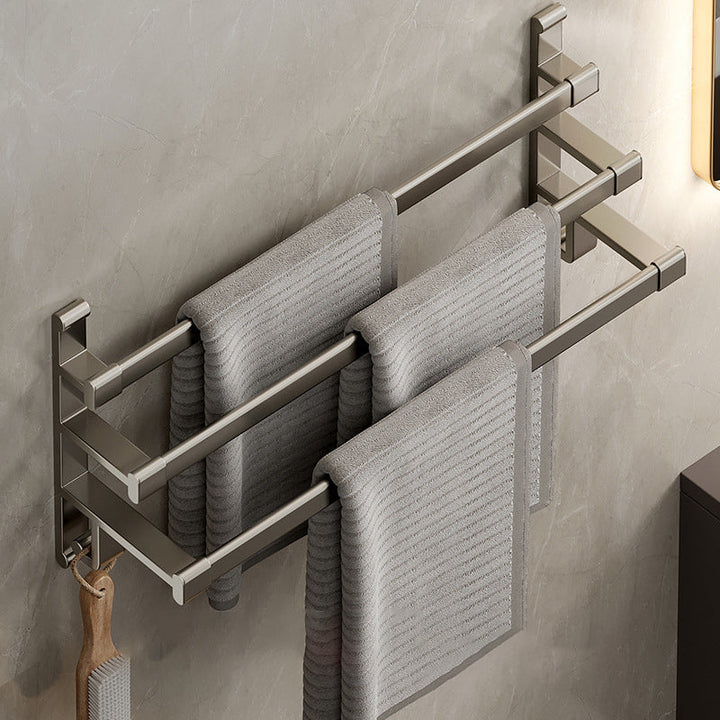 Lisslune | Gray Bathroom Accessory Set Contemporary Style Aluminum Towel Bar