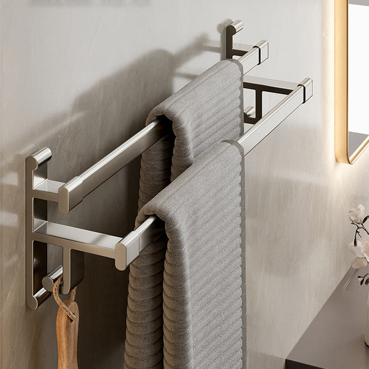 Lisslune | Gray Bathroom Accessory Set Contemporary Style Aluminum Towel Bar