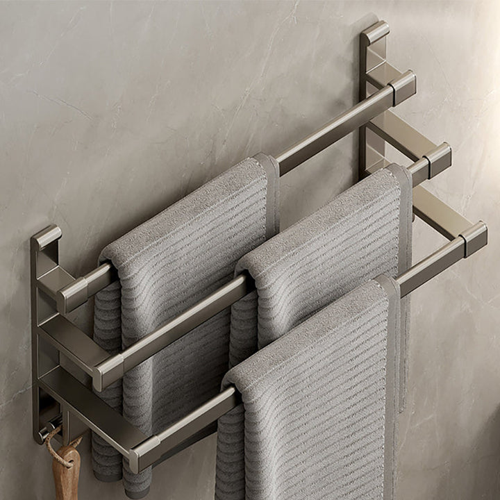 Lisslune | Gray Bathroom Accessory Set Contemporary Style Aluminum Towel Bar