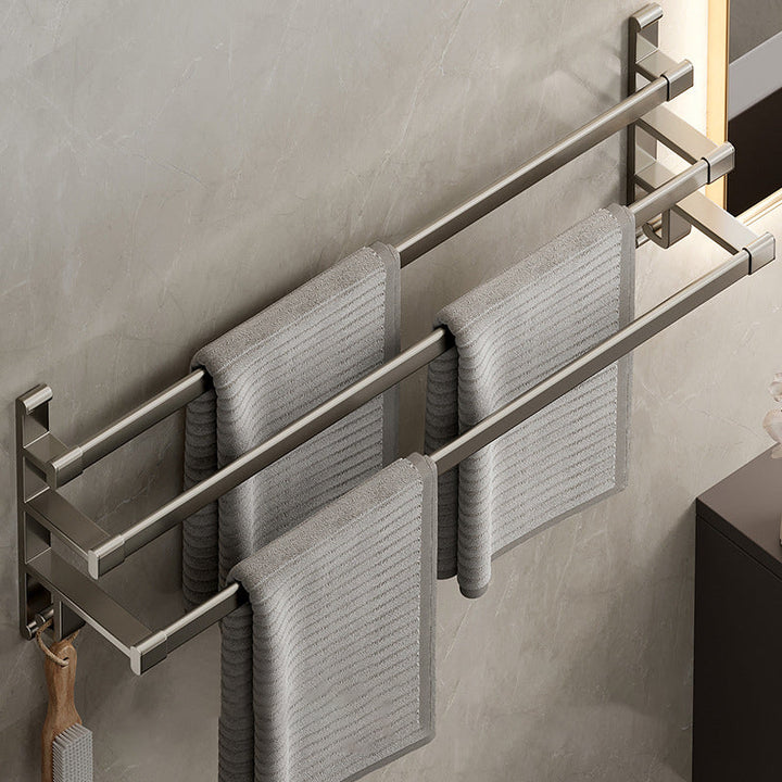 Lisslune | Gray Bathroom Accessory Set Contemporary Style Aluminum Towel Bar