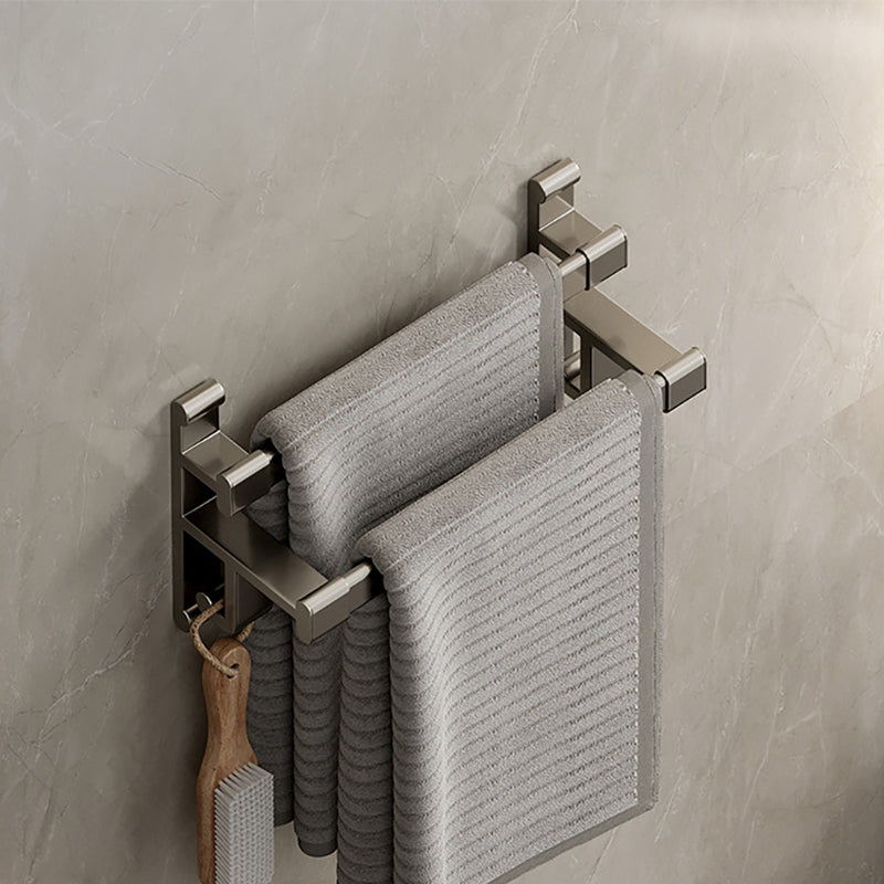 Lisslune | Gray Bathroom Accessory Set Contemporary Style Aluminum Towel Bar