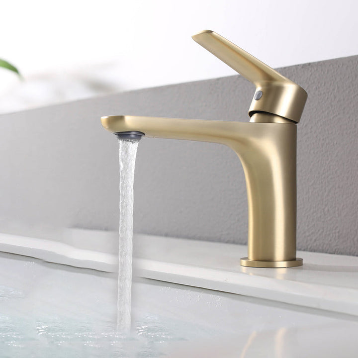 Lisslune | Light Luxury Sink Faucet with Lever Handle Single Hole Bathroom Faucet