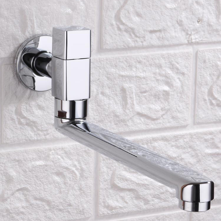Lisslune | Contemporary Wall Mounted Bathroom Faucet Knob Handle Low Arc Swivel Solid Brass Faucet