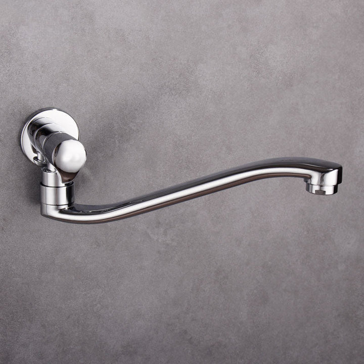Lisslune | Contemporary Wall Mounted Bathroom Faucet Knob Handle Low Arc Swivel Solid Brass Faucet