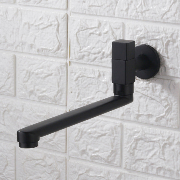 Lisslune | Contemporary Wall Mounted Bathroom Faucet Knob Handle Low Arc Swivel Solid Brass Faucet
