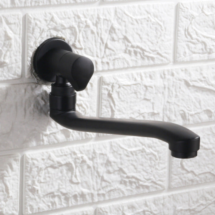 Lisslune | Contemporary Wall Mounted Bathroom Faucet Knob Handle Low Arc Swivel Solid Brass Faucet
