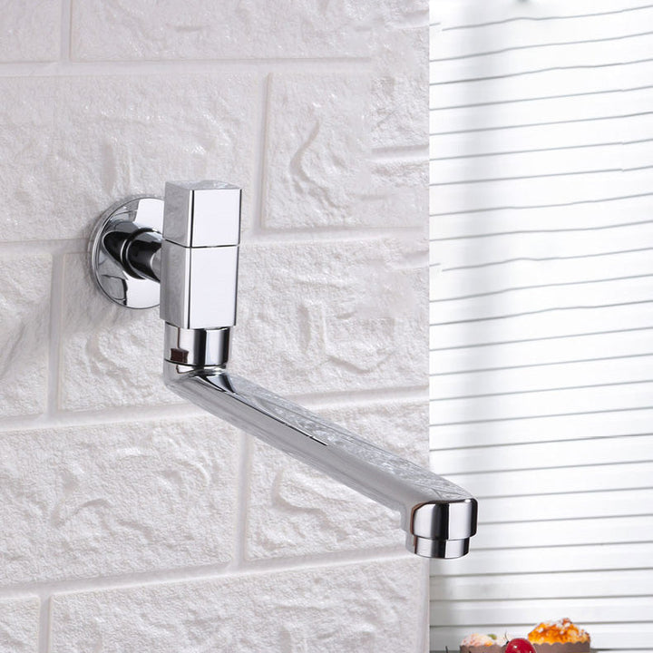 Lisslune | Contemporary Wall Mounted Bathroom Faucet Knob Handle Low Arc Swivel Solid Brass Faucet