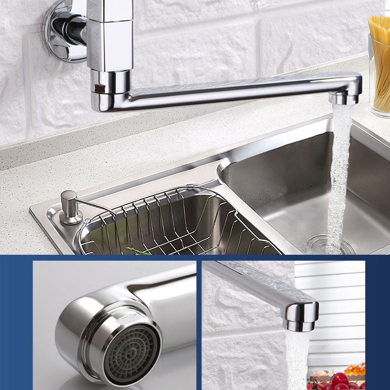 Lisslune | Contemporary Wall Mounted Bathroom Faucet Knob Handle Low Arc Swivel Solid Brass Faucet