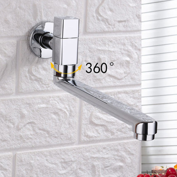Lisslune | Contemporary Wall Mounted Bathroom Faucet Knob Handle Low Arc Swivel Solid Brass Faucet