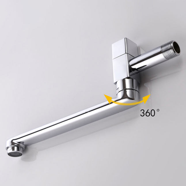 Lisslune | Contemporary Wall Mounted Bathroom Faucet Knob Handle Low Arc Swivel Solid Brass Faucet