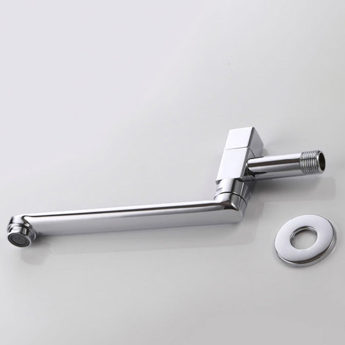 Lisslune | Contemporary Wall Mounted Bathroom Faucet Knob Handle Low Arc Swivel Solid Brass Faucet