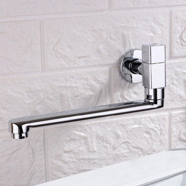 Lisslune | Contemporary Wall Mounted Bathroom Faucet Knob Handle Low Arc Swivel Solid Brass Faucet