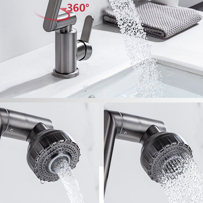 Lisslune | Contemporary Centerset Faucet Lever Handles Low Arc Stainless Steel Faucet