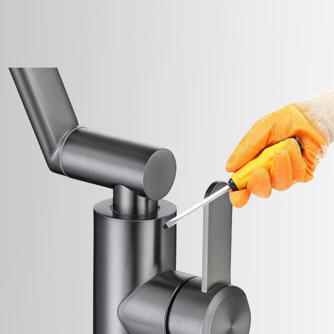 Lisslune | Contemporary Centerset Faucet Lever Handles Low Arc Stainless Steel Faucet