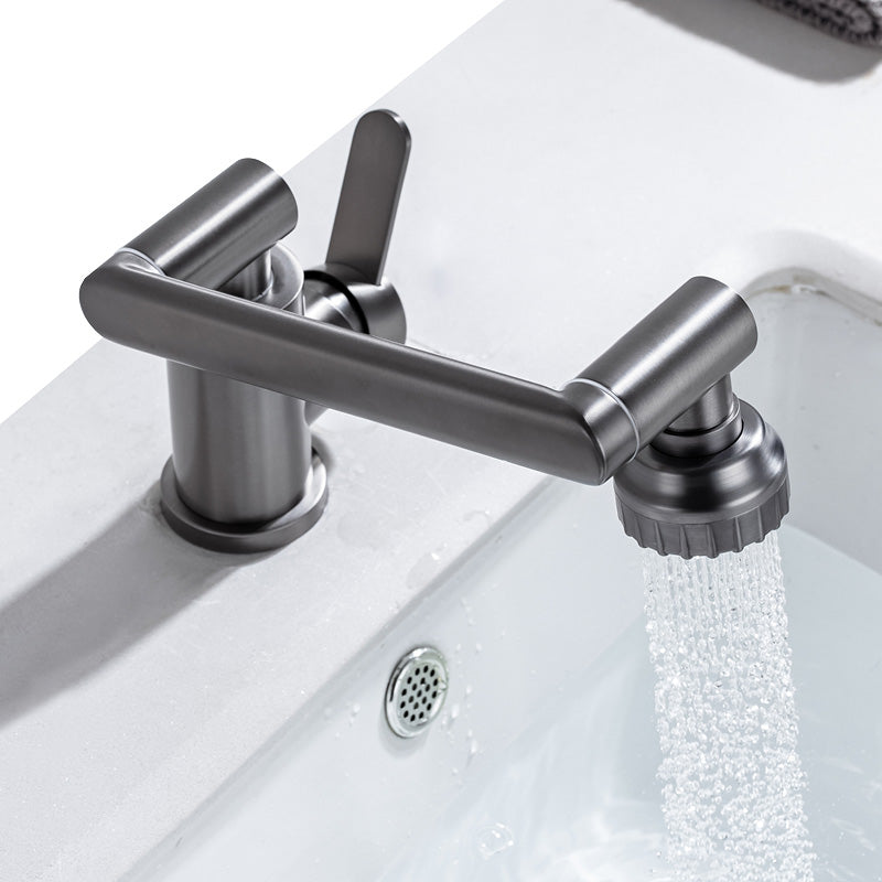 Lisslune | Contemporary Centerset Faucet Lever Handles Low Arc Stainless Steel Faucet