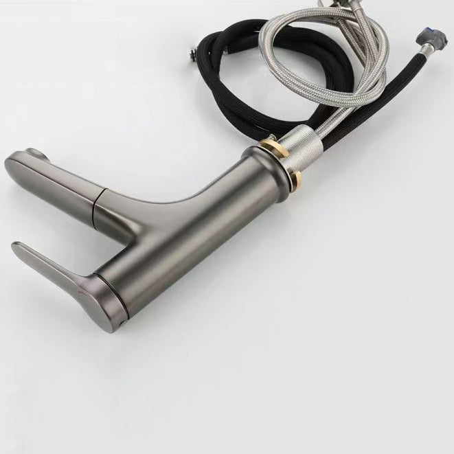 Lisslune | Modern Vessel Faucet Copper Single Lever Pull-Out Vessel Faucet