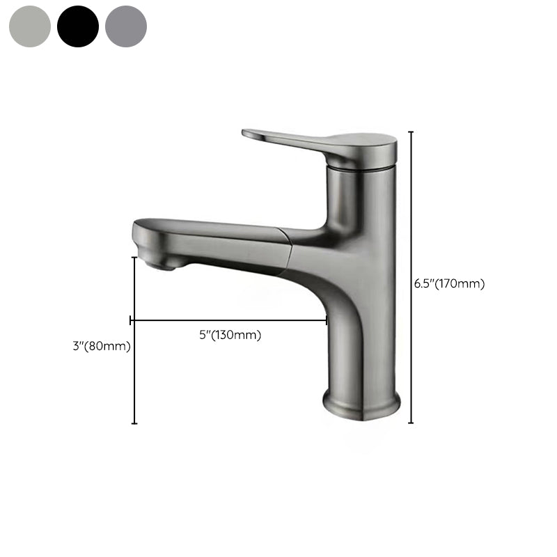 Lisslune | Modern Vessel Faucet Copper Single Lever Pull-Out Vessel Faucet