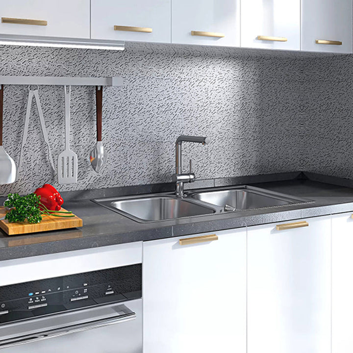 Lisslune | Metal backsplash tiles Peel and Stick Modern Peel and Stick Backsplash Wall Tile