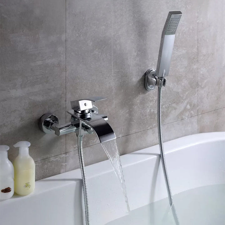 Lisslune | Bathroom Bathtub Pull-Out Wall-Mounted Hand Shower Fixed Bathtub Faucet