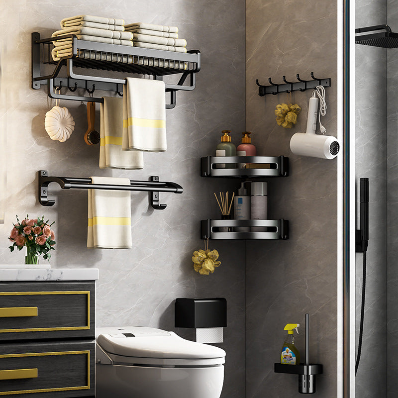 Lisslune | Modern black metal bathroom hardware set towel bar bathroom hardware set