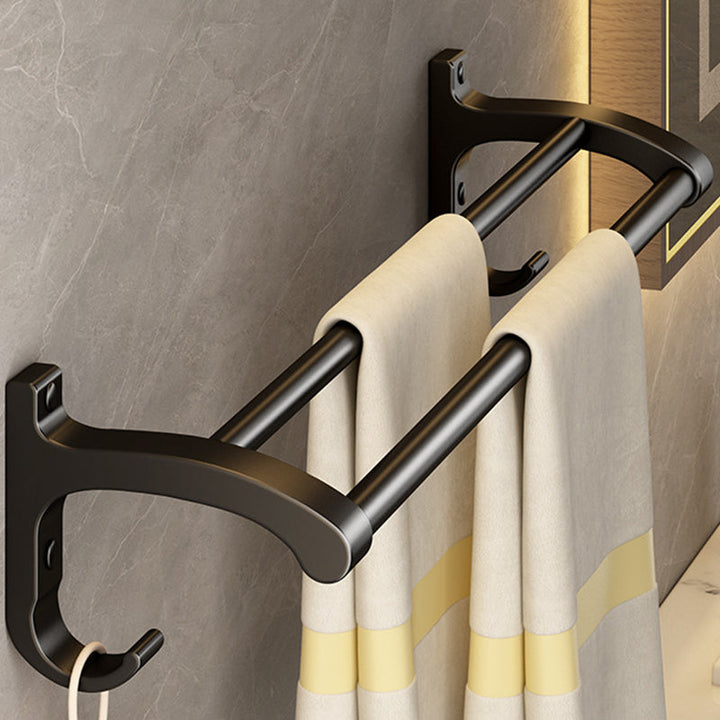 Lisslune | Modern black metal bathroom hardware set towel bar bathroom hardware set