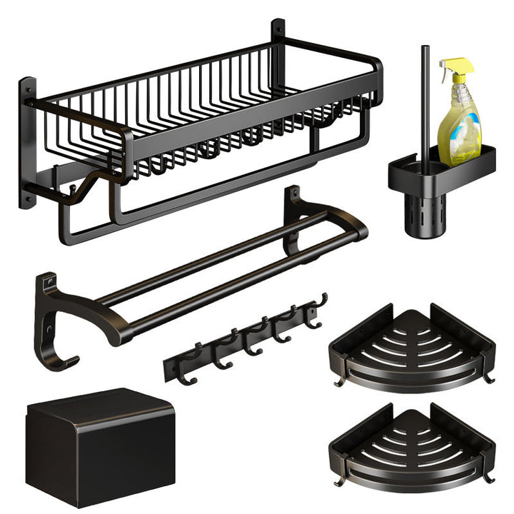 Lisslune | Modern black metal bathroom hardware set towel bar bathroom hardware set