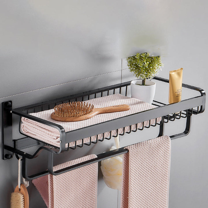 Lisslune | Modern black metal bathroom hardware set towel bar bathroom hardware set