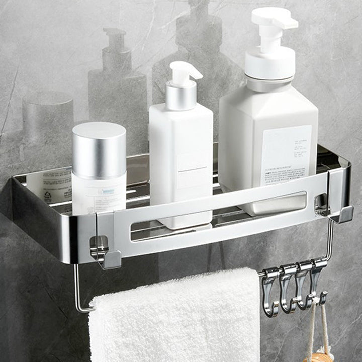 Lisslune | Modern Bathroom Hardware Set Silver Bath Shelf Bath Hardware Set
