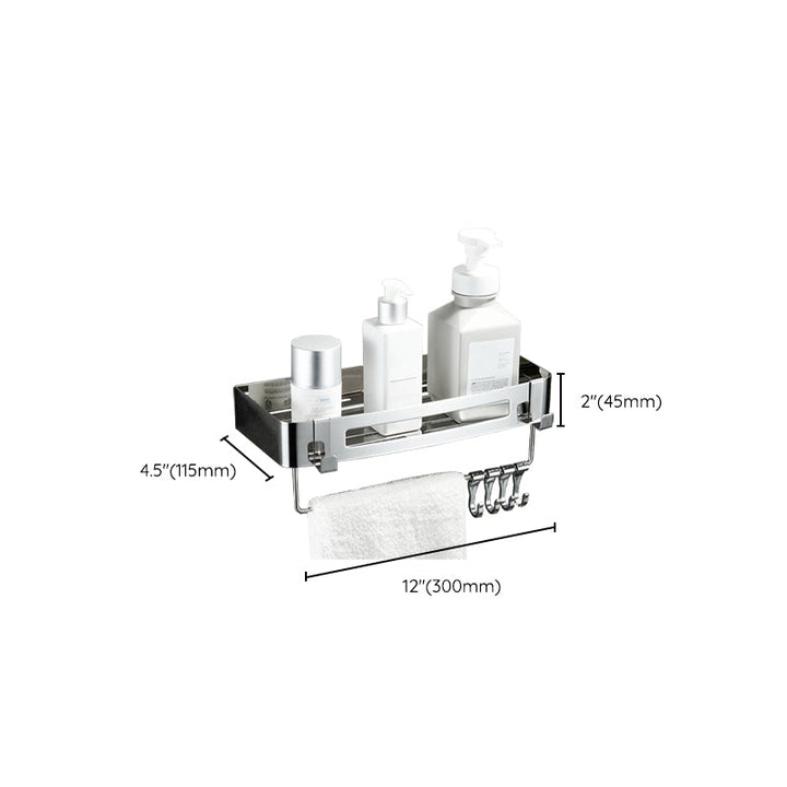 Lisslune | Modern Bathroom Hardware Set Silver Bath Shelf Bath Hardware Set
