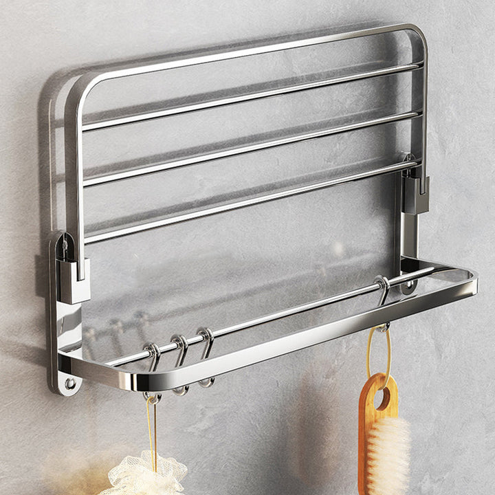 Lisslune | Chrome Modern Bathroom Hardware Set Stainless Steel Towel Hook/Towel Bar & Bath Shelf