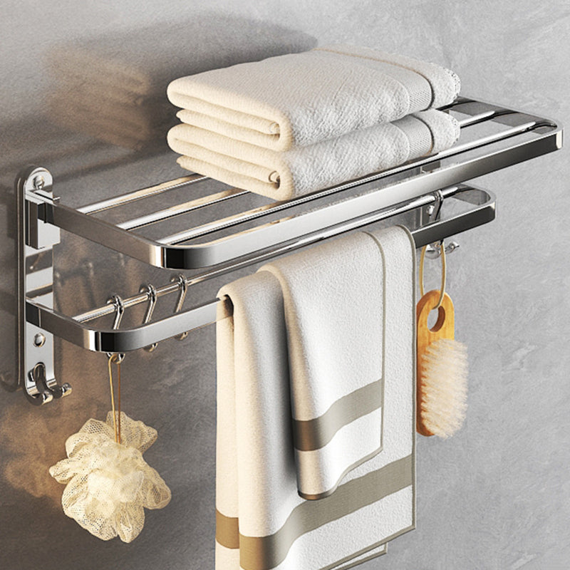 Lisslune | Chrome Modern Bathroom Hardware Set Stainless Steel Towel Hook/Towel Bar & Bath Shelf