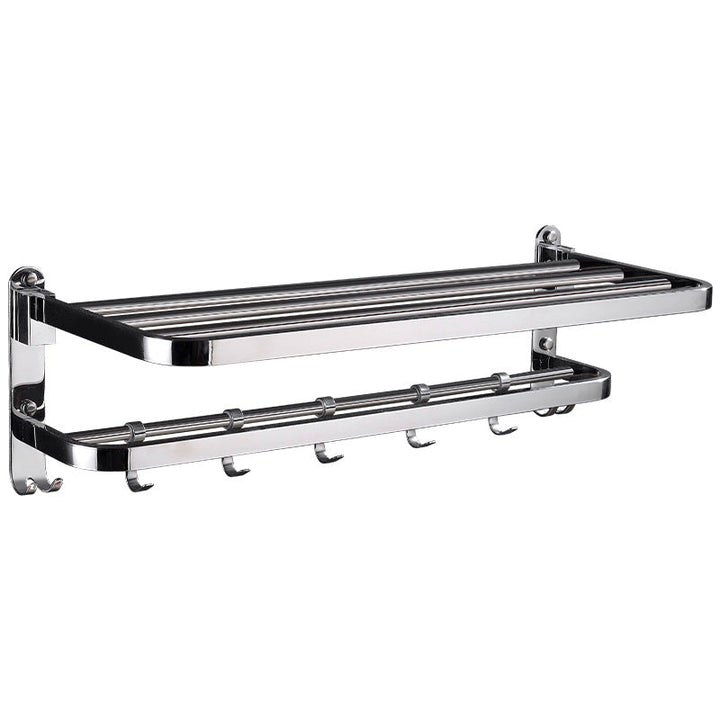 Lisslune | Chrome Modern Bathroom Hardware Set Stainless Steel Towel Hook/Towel Bar & Bath Shelf
