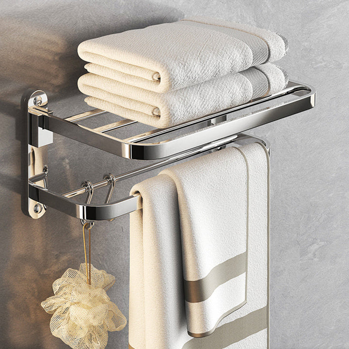 Lisslune | Chrome Modern Bathroom Hardware Set Stainless Steel Towel Hook/Towel Bar & Bath Shelf