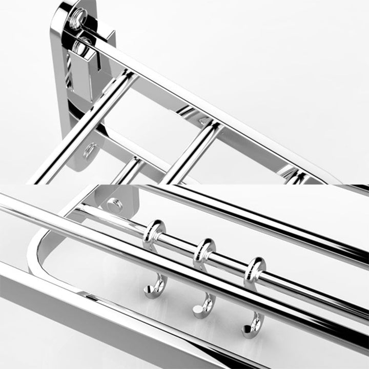 Lisslune | Chrome Modern Bathroom Hardware Set Stainless Steel Towel Hook/Towel Bar & Bath Shelf