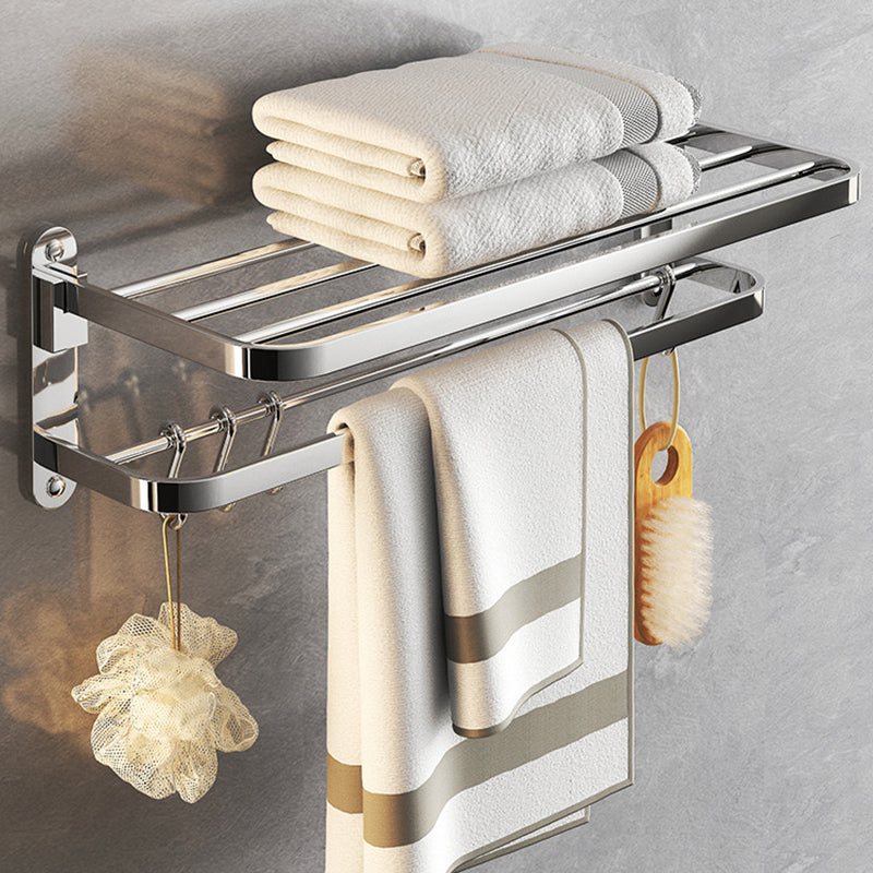 Lisslune | Chrome Modern Bathroom Hardware Set Stainless Steel Towel Hook/Towel Bar & Bath Shelf