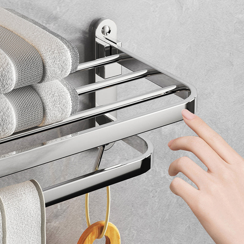 Lisslune | Chrome Modern Bathroom Hardware Set Stainless Steel Towel Hook/Towel Bar & Bath Shelf