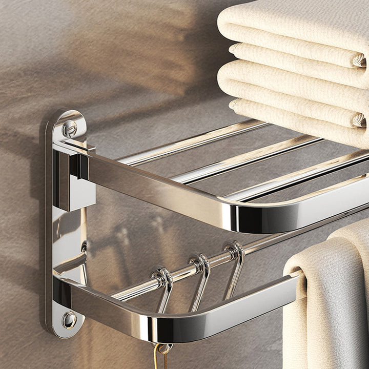 Lisslune | Chrome Modern Bathroom Hardware Set Stainless Steel Towel Hook/Towel Bar & Bath Shelf