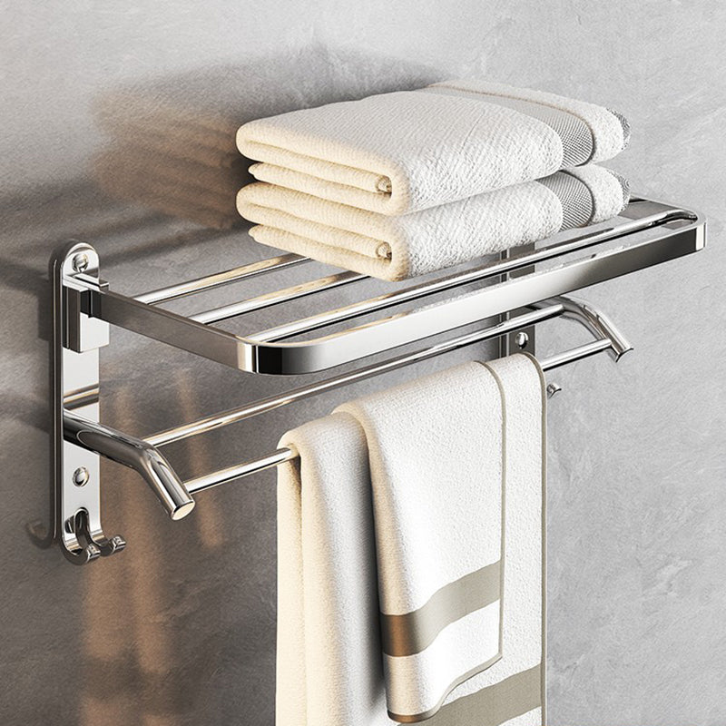 Lisslune | Chrome Modern Bathroom Hardware Set Stainless Steel Towel Hook/Towel Bar & Bath Shelf
