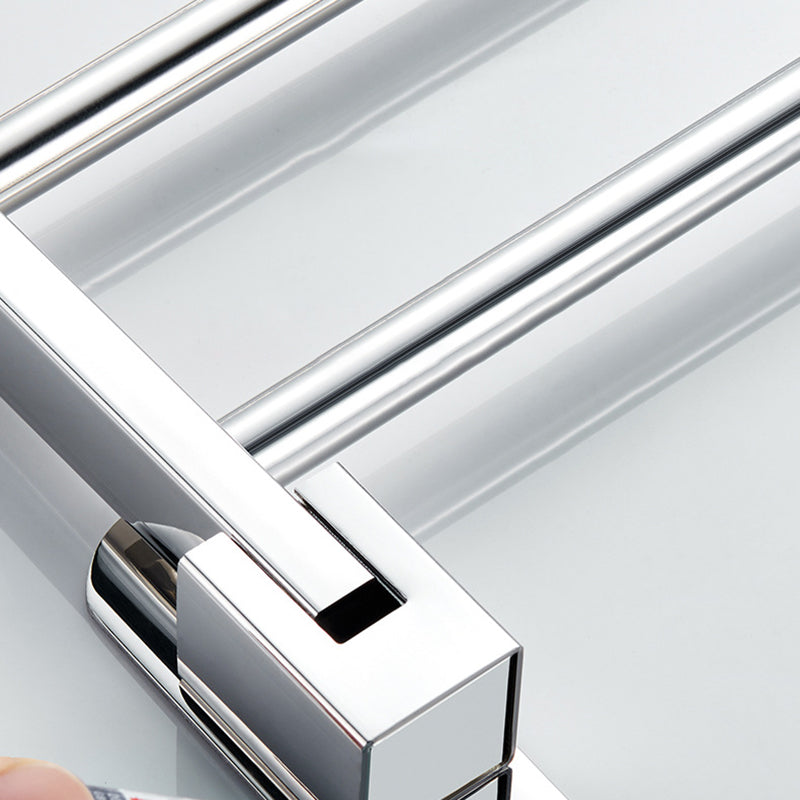 Lisslune | Chrome Modern Bathroom Hardware Set Stainless Steel Towel Hook/Towel Bar & Bath Shelf