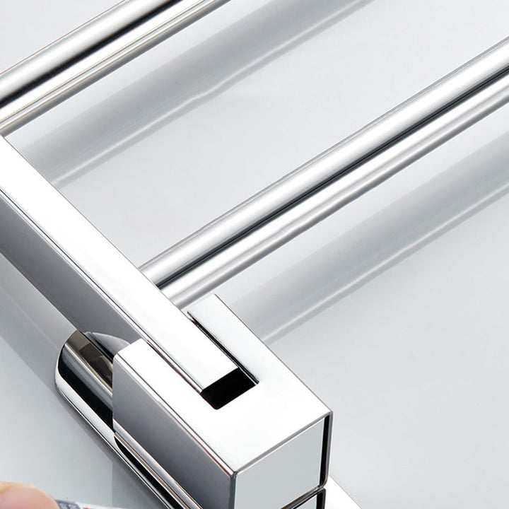 Lisslune | Chrome Modern Bathroom Hardware Set Stainless Steel Towel Hook/Towel Bar & Bath Shelf