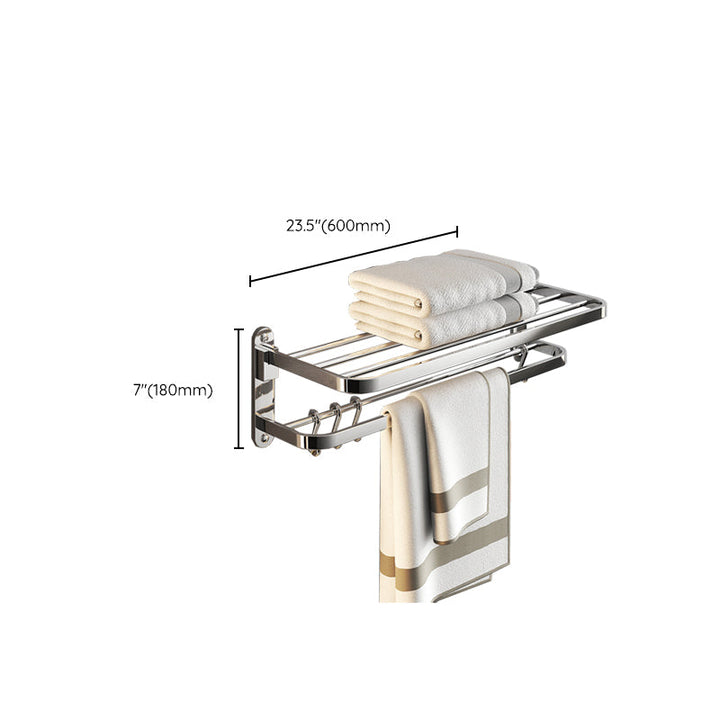 Lisslune | Chrome Modern Bathroom Hardware Set Stainless Steel Towel Hook/Towel Bar & Bath Shelf