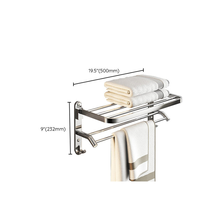 Lisslune | Chrome Modern Bathroom Hardware Set Stainless Steel Towel Hook/Towel Bar & Bath Shelf