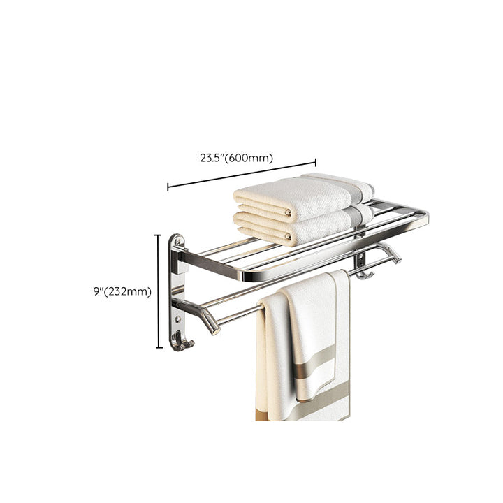 Lisslune | Chrome Modern Bathroom Hardware Set Stainless Steel Towel Hook/Towel Bar & Bath Shelf