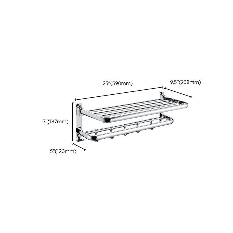 Lisslune | Chrome Modern Bathroom Hardware Set Stainless Steel Towel Hook/Towel Bar & Bath Shelf