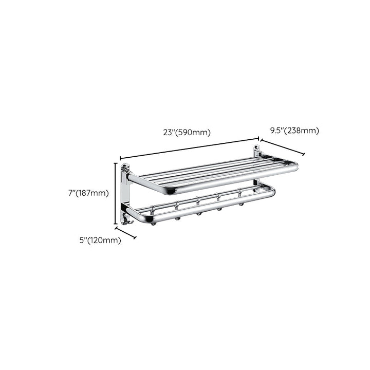 Lisslune | Chrome Modern Bathroom Hardware Set Stainless Steel Towel Hook/Towel Bar & Bath Shelf