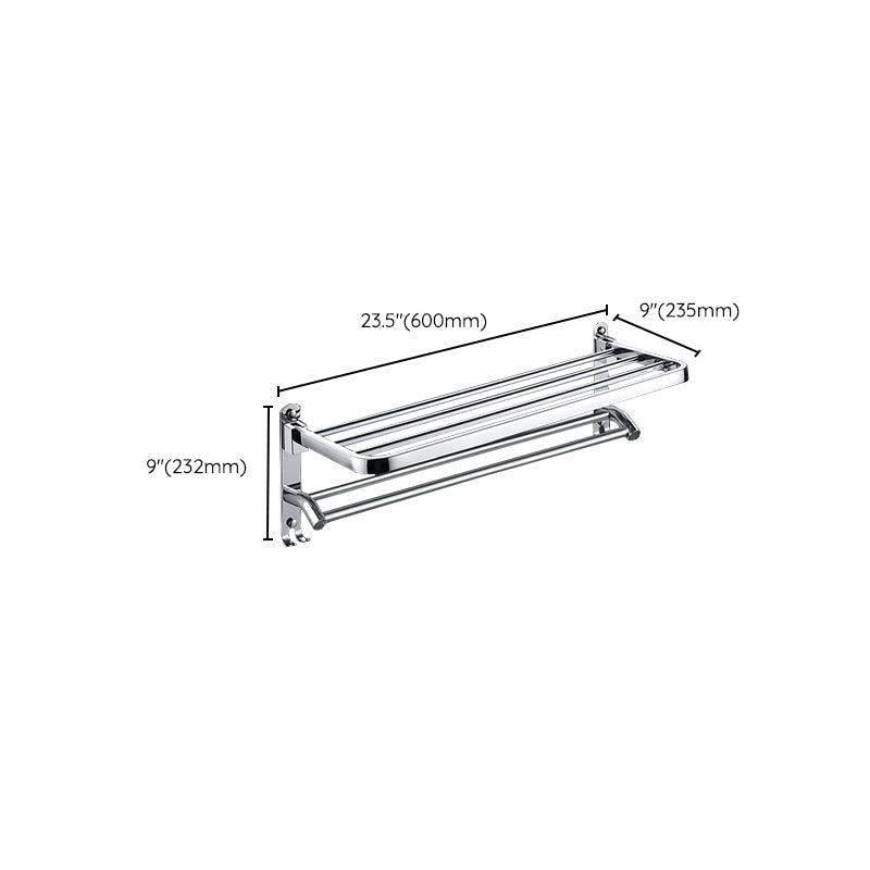 Lisslune | Chrome Modern Bathroom Hardware Set Stainless Steel Towel Hook/Towel Bar & Bath Shelf