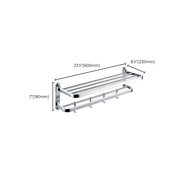 Lisslune | Chrome Modern Bathroom Hardware Set Stainless Steel Towel Hook/Towel Bar & Bath Shelf