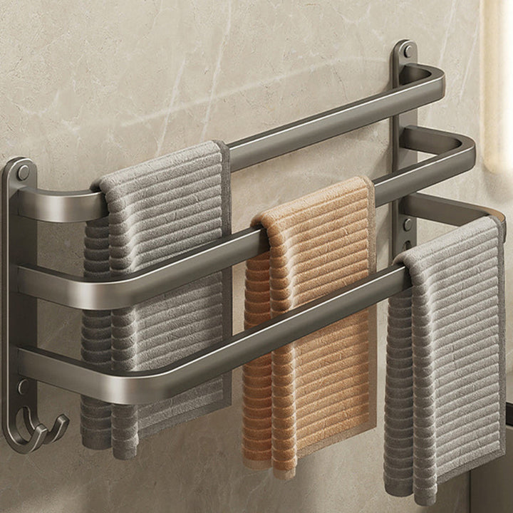 Lisslune | 2-piece modern bathroom accessory set in matte grey aluminum towel rail